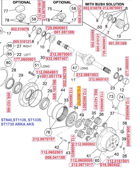 212.06.007.07 MST Telehander çember dişli desteği / Ring gear support