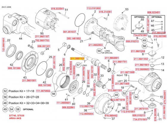 211.0661101 MST Telehander akis komple / joint
