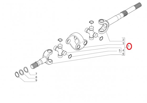 146040 Ön Aks mili komple, sağ / Double U-Joint, right