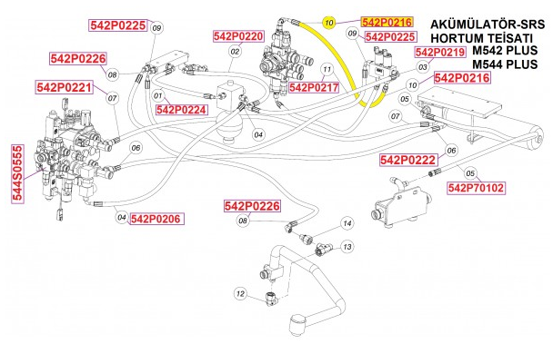 542P0216 Hortum, SRS akümülatör tesisatı / Hose