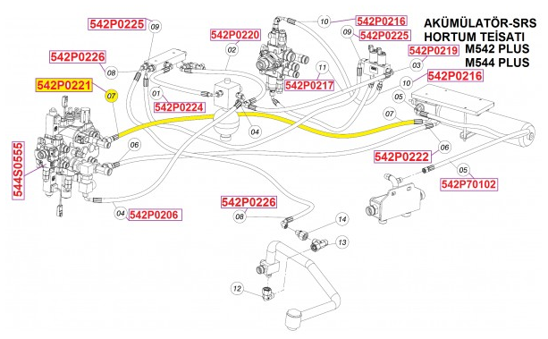 542P0221 Hortum, SRS akümülatör tesisatı / Hose