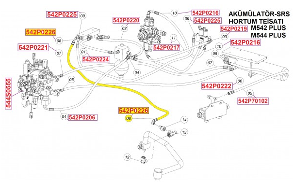 542P0226 Hortum, SRS akümülatör tesisatı / Hose