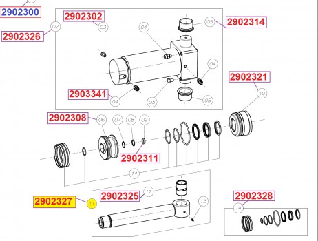 2902327 Dönüş silindir mili / Rod