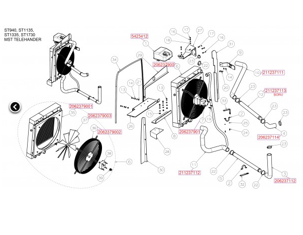 206237116 MST Telehander Radyatör hortum / Hose