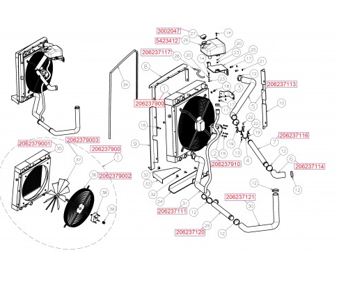 206237117 MST Telehander radyatör yedek su tankı hortumu / hose