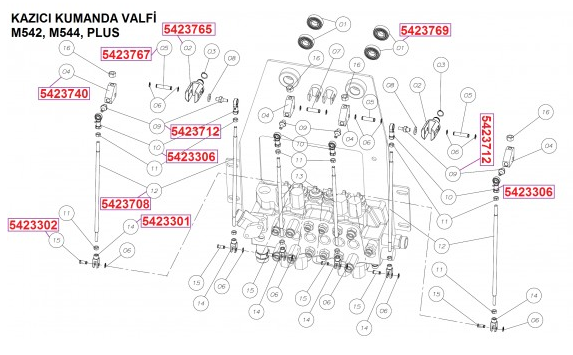5423740 Kazıcı kumanda levye parçaları / lever parts
