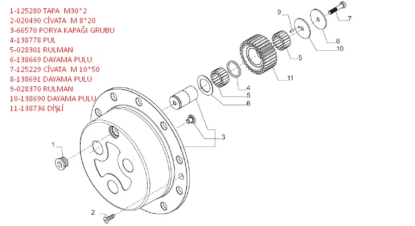 66570 Planet taşıyıcı poyra kapağı grubu / Plenatery carrier assy